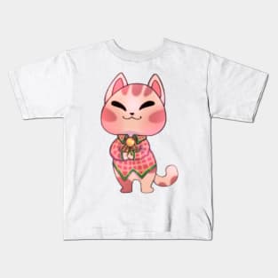 Sweet cat with Christmas flannel Kids T-Shirt